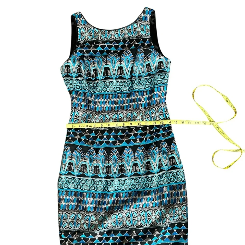 WHBM White House Black Market Black & Blue Metallic Sheath Dress NWT, size 0